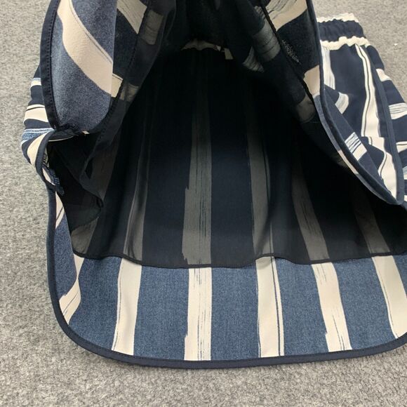 Moods Of Norway Skirt Womens 36 US 4 Navy Curved Hem Striped Drawstring Lined - Picture 7 of 11
